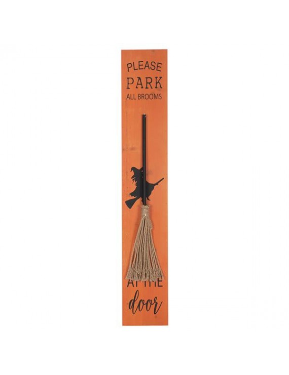 Artisasset PLEASE PARK ALL THE BROOMS AT THE DOOR Halloween Hanging Sign Holiday Wall Sign