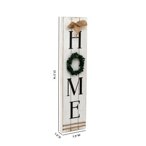 Wooden Home Plaque with Green Wreath |Housewarming Home Decor,Large Farmhouse Home Signs Plaque Wall Hanging Decor for Mantle Living Room. 7.87*31.5inch