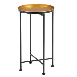 Artisasset Iron Round Side End Table Black & Golden
