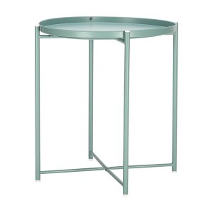 Artisasset Round Metal Countertop And Cross Base Wrought Iron Living Room Side Table Green