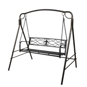 Flat Tube Double Swing Chair With Thick Back Line Black