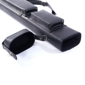 62638-468 1/2 8-Hole Plastic Leather Professional Pool Cue Case 34 inch Black