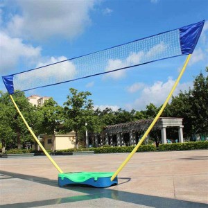 Portable Badminton Net Rack Suit 4pcs Badminton Rackets 2pcs Nylon Badmintons Yellow & Blue