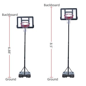 【HY】HY-B07S Portable Removable Basketball System Basketball Hoop Teenager PVC Transparent Backboard with 2.1m-2.6m Adjustable-Height Pole Maximum Applicable 7# Ball