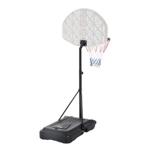 [US-W]28" x 19" Backboard Adjustable Pool Basketball Hoop System Stand Kid Poolside Swimming Water Maxium Applicable Ball Model 7# White & Black