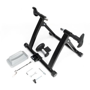 Fixed 5 Levels Linear Control Magnetic Reluctance Bike Trainer with Front Wheel Riser Block and Quic